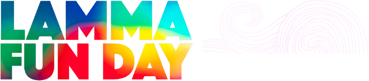 Colorful text displaying 'LAMMA FUN DAY' next to a stylized wave design.